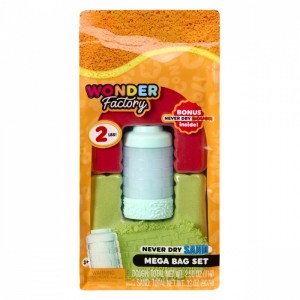 MGA Piasek kinetyczny Wonder Factory Never Dry Sand Bag, czrwony, limonkowy, zielony