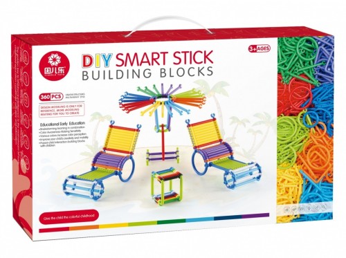 ASKATO Klocki Patyczki 360 elementów w pudełku