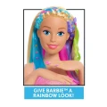 Barbie Deluxe głowa do stylizacji tęczowe włosy lalka glowa