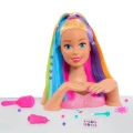 Barbie Deluxe głowa do stylizacji tęczowe włosy lalka