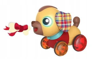 Interaktywny piesek z kością brązowy Smily Play
