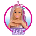 Barbie Deluxe Głowa do stylizacji i czesania Glitter Hair lalka z opaska z rogiem i uszami jednorozca.jpg