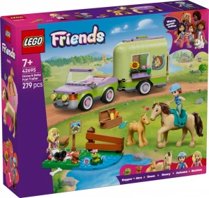 LEGO Klocki Friends 42695 Przyczepa z koniem i źrebaczkiem