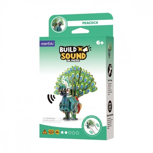 MG DYSTRYBUCJA Puzzle 3D MierEdu Buduj i słuchaj - Paw