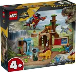 LEGO Klocki Jurassic World 77981 Welociraptor, stegozaur i pteranodon - Centrum ratunkowe